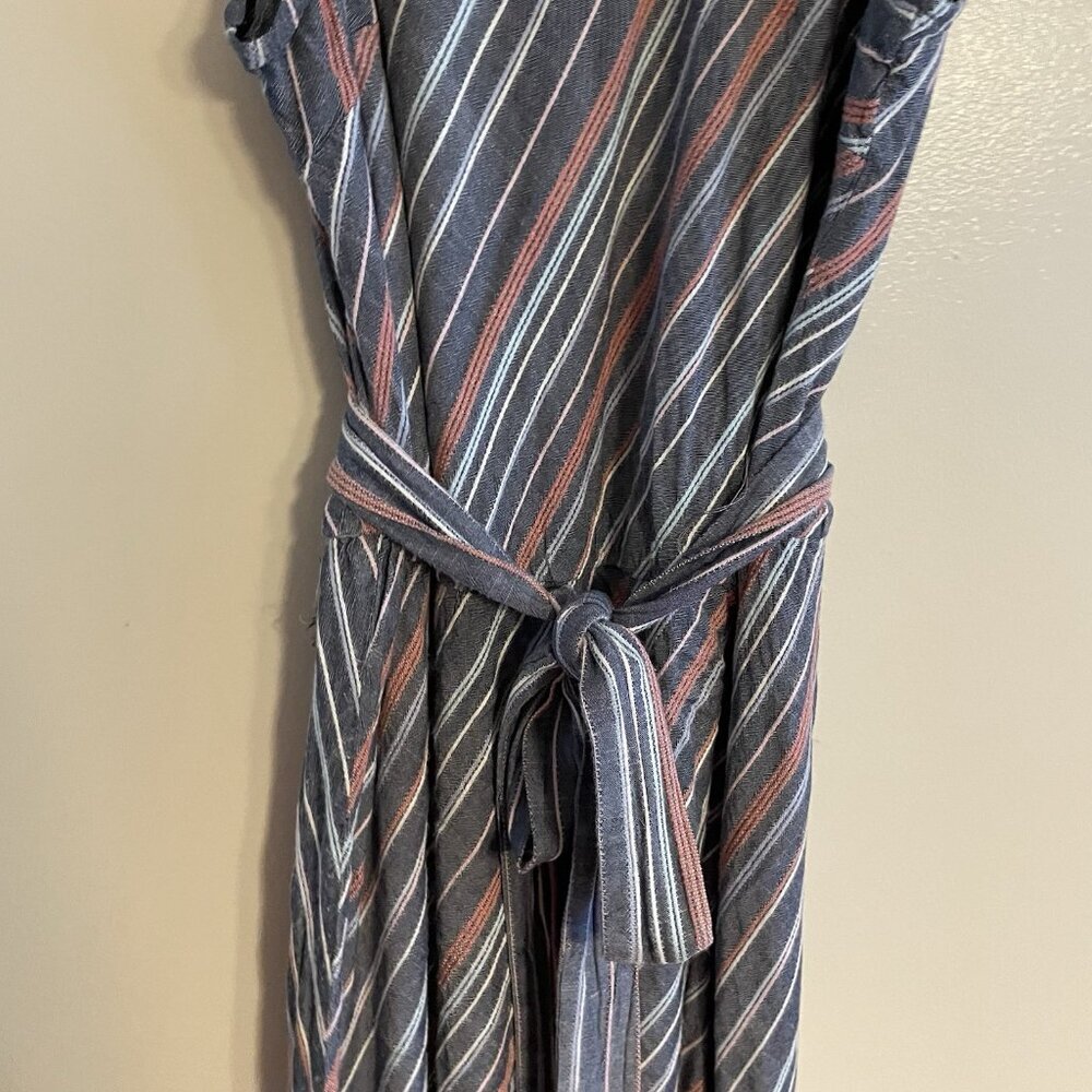 Lane Bryant Women 20 Blue Striped Belted Scoop Neck Sleeveless Maxi Dress - Picture 5 of 12